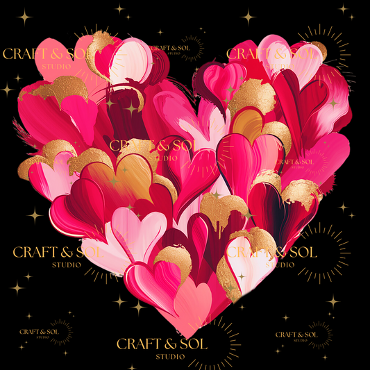 PINK & GOLD PAINTED HEART