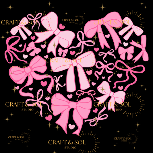 LIGHT PINK COQUETTE BOW HEART